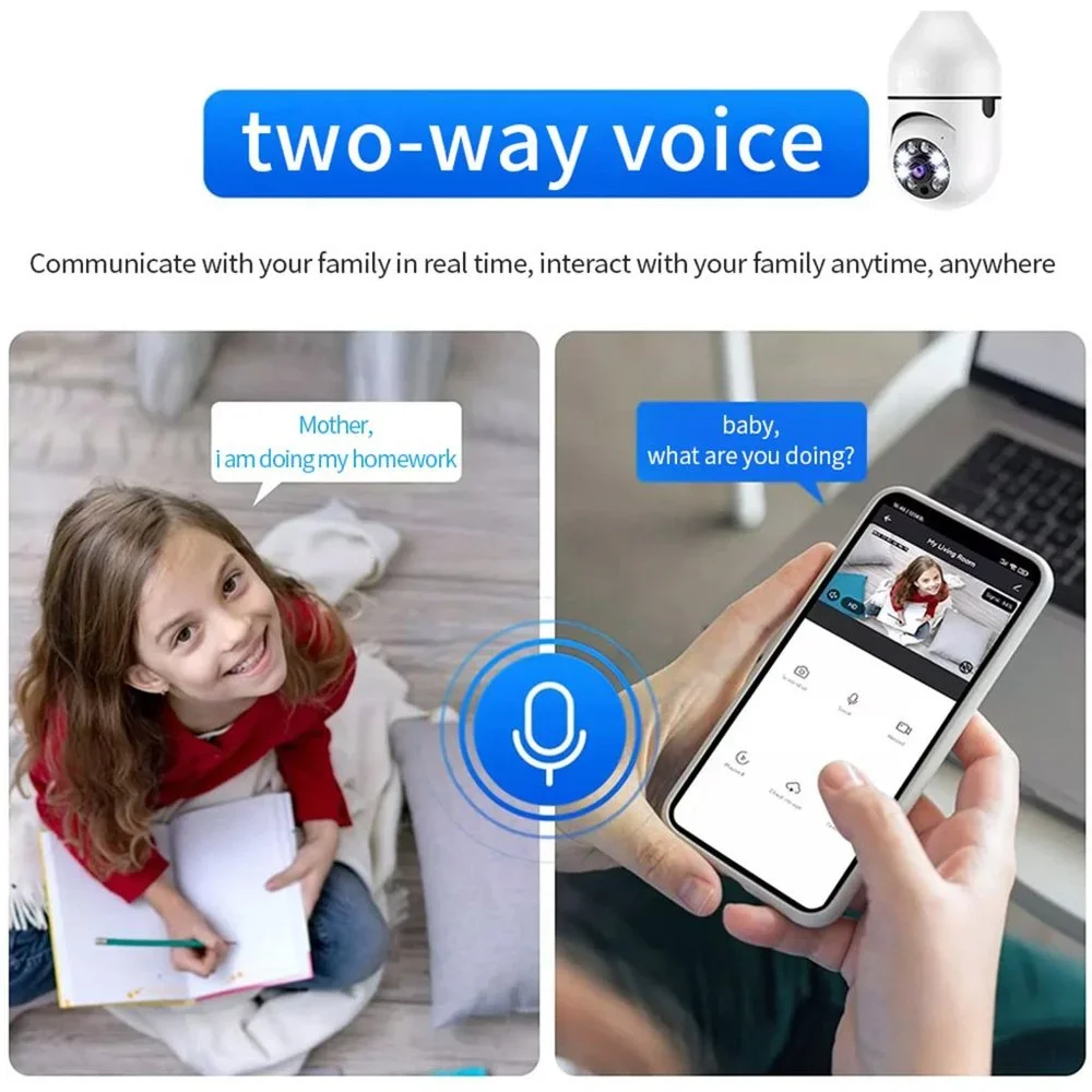 NWT GLORYSUNSHINE WIFI PANORAMA HD SMART LIGHT BULB CAMERA-355°Pan 90°TILT